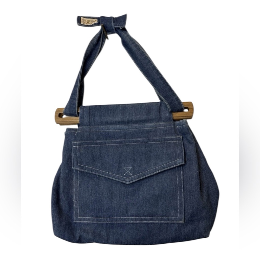 Vintage 1970s Hand Crafted By Nan Denim Shoulder Bag - Picture 1 of 4